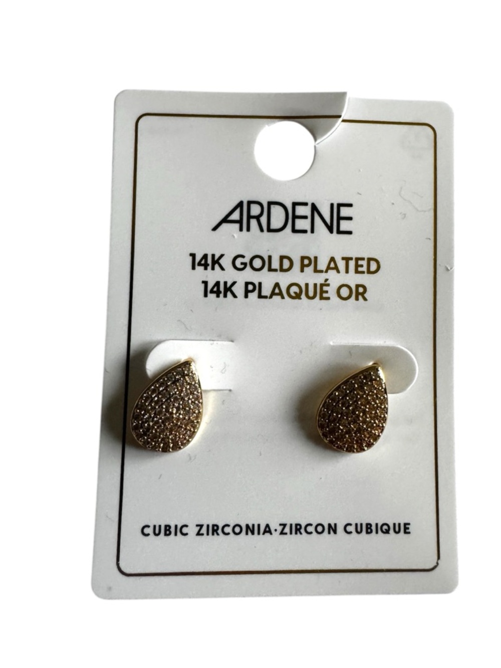 3 FOR $20 ARDENE Gold Teardrop Cubic Zirconia Stud Earrings